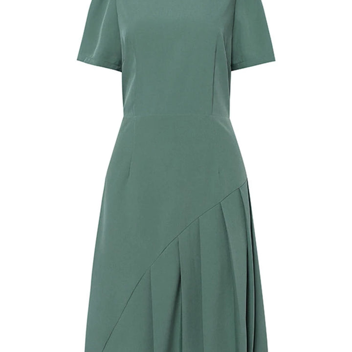 ZANZEA Elegant Summer Work Dress - Short Sleeve Pleated A-Line Sundress