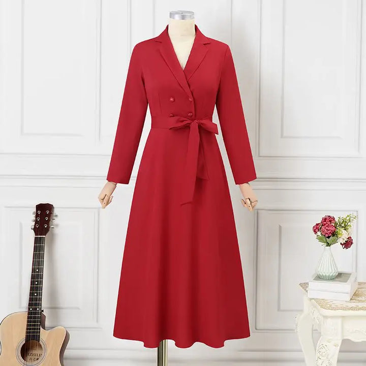 ZANZEA Elegant Maxi Shirt Dress - Suit Collar A-Line Bandage Party Outfit