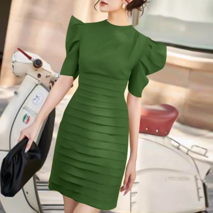 ZANZEA Summer Pleated Puff Sleeve Dress - Sexy O-Neck Slimming Party Sundress