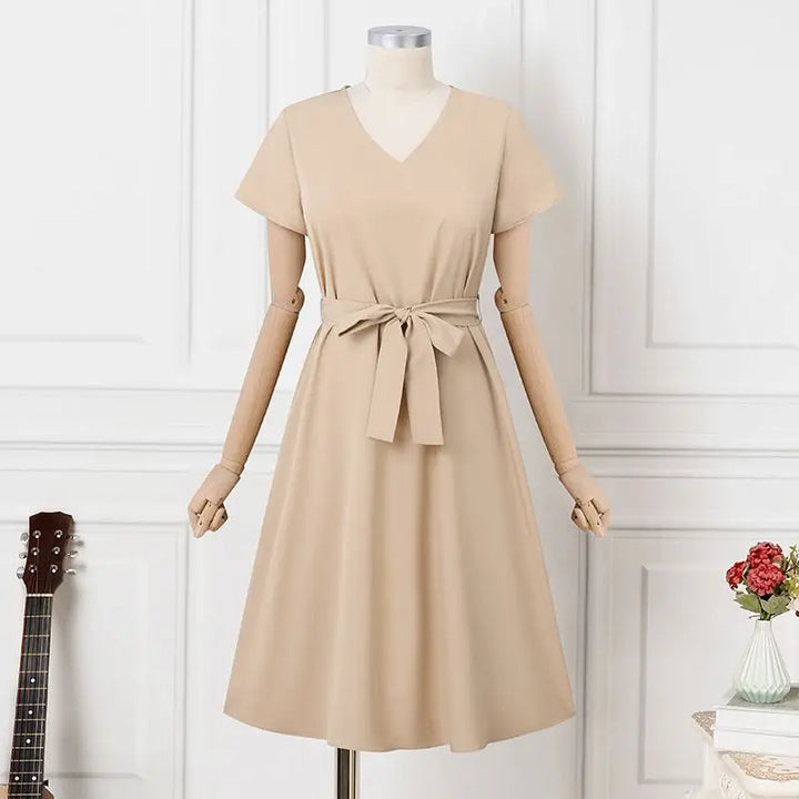 ZANZEA Fashion Pleated Midi Dress - Vintage V-neck Belted