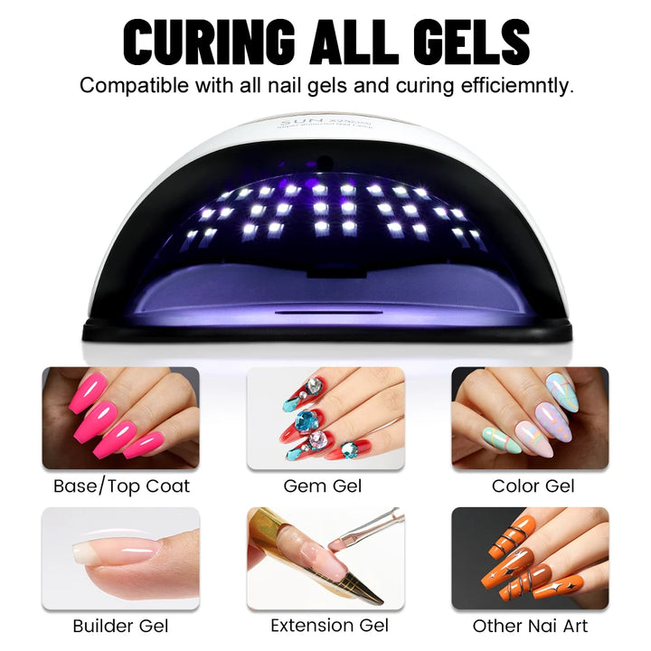 LED Nail Lamp 380W – Fast Gel Nail Curing, 81 LEDs, 4 Timers, Professional UV Light