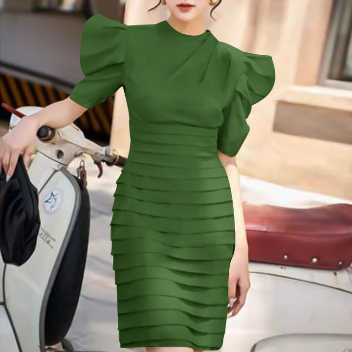 ZANZEA Summer Pleated Puff Sleeve Dress - Sexy O-Neck Slimming Party Sundress