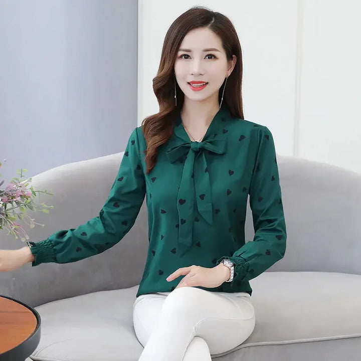 Women's Chiffon Blouse - Long Sleeve Spring Shirt