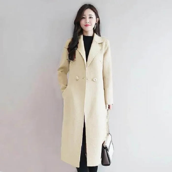 Women's Loose-Fit Woolen Overcoat – Medium-Length Korean Style