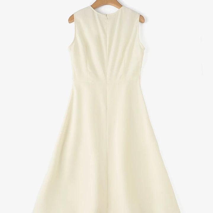 ZANZEA Sleeveless Pleated A-line Maxi Dress