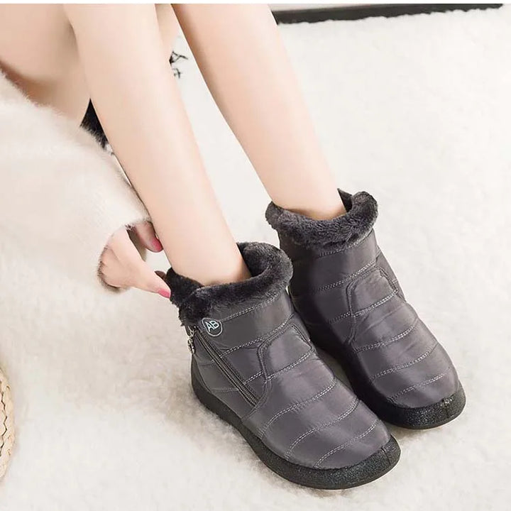 Women's Waterproof Winter Boots with Zipper and Soft Fur