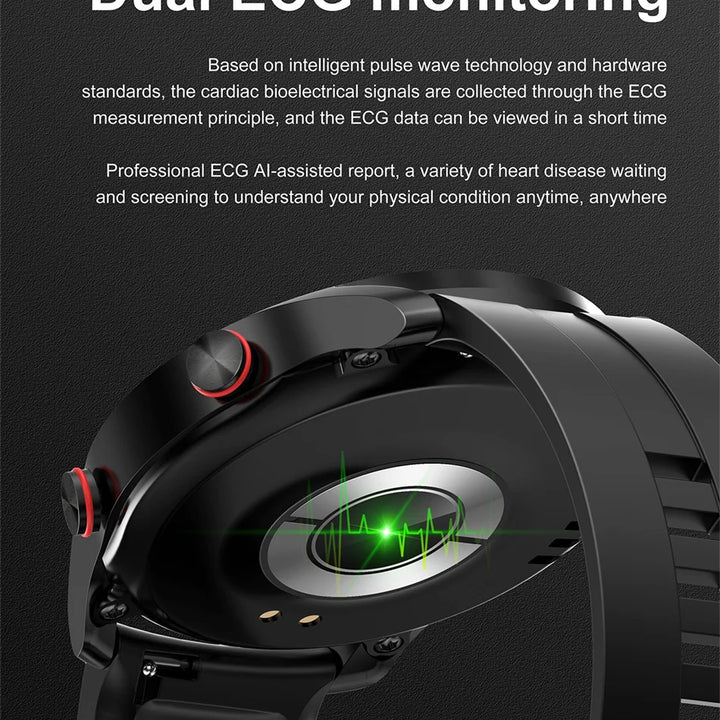 Men's ECG+PPG Smartwatch – Bluetooth Calls, Health Monitoring, Waterproof, Fitness Tracker