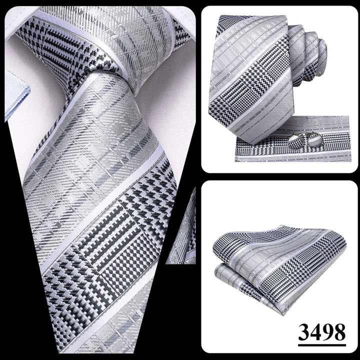 Black Red Striped Silk Wedding Tie For Men Handky Cufflink Gift Men Necktie Fashion Business Party Dropshiping Hi-Tie Designer