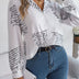 Casual Notch Collar Button Letter Print Long Sleeve Shirt