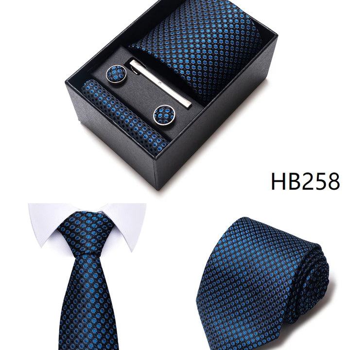Tie For Men Brand New Style Wedding Gift Tie Pocket Squares Set Necktie Box Men Black Suit Accessories