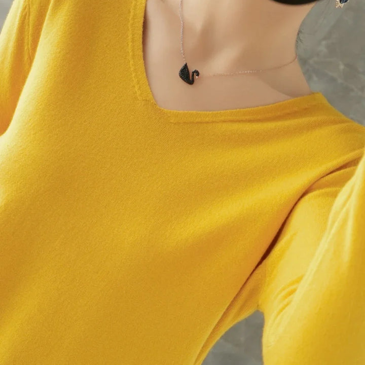 Women's V-Neck Knitted Sweater - Spring Autumn Cashmere Pullover