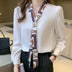 Spring Chiffon Blouse - Bow Long Sleeve Office Lady Casual Top