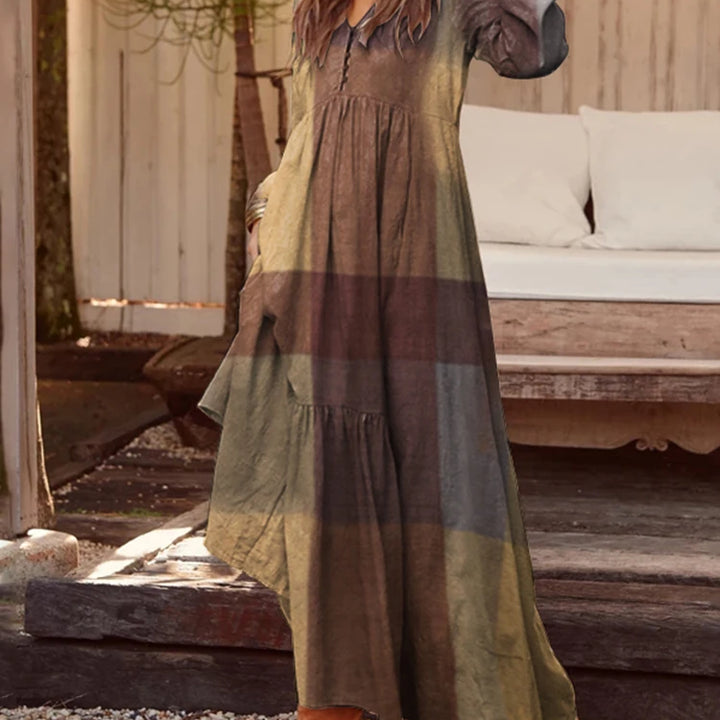 ZANZEA Bohemian Cotton Linen Maxi Dress - V-Neck Pleated Casual Kaftan