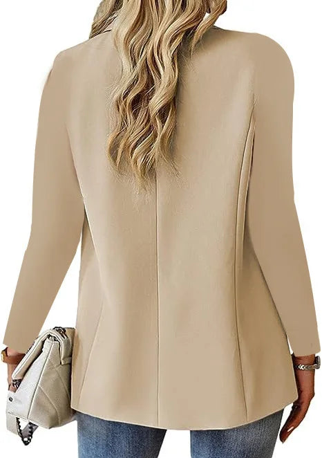 Women's Long Sleeve Down Coat – Spring/Autumn Blazer Style Cardigan