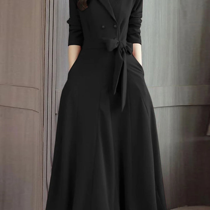 ZANZEA Elegant Maxi Shirt Dress - Suit Collar A-Line Bandage Party Outfit