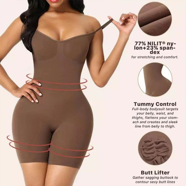 2PCS Seamless Compression Bodysuit – Open Crotch, Slimming Butt Lifter Shapewear