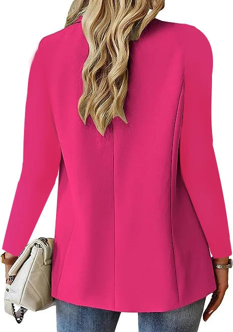 Women's Long Sleeve Down Coat – Spring/Autumn Blazer Style Cardigan