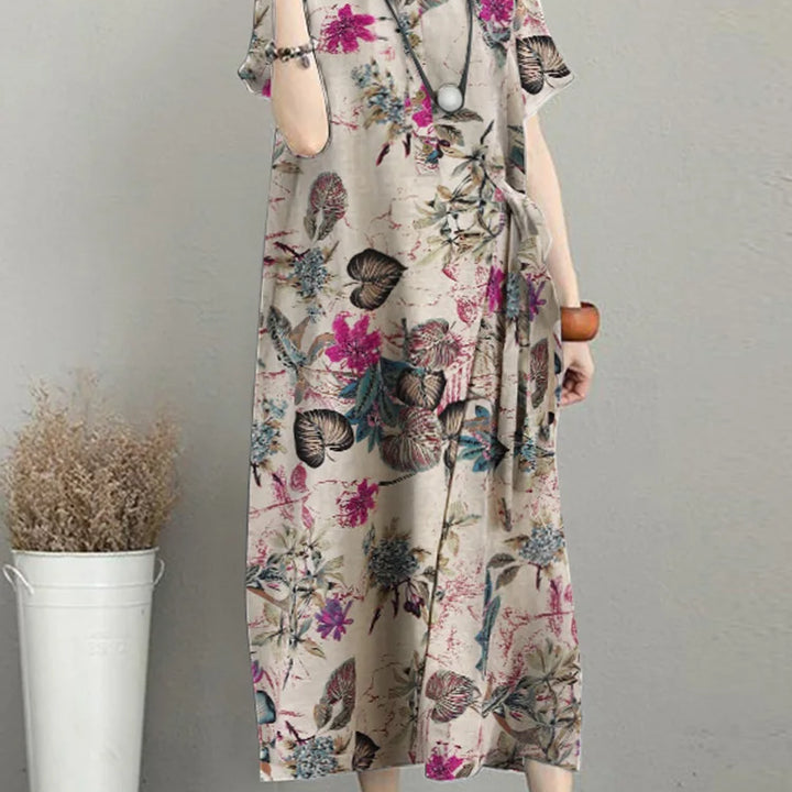 ZANZEA Bohemian Floral Shirt Dress - Summer Retro Lapel Short Sleeve Kaftan