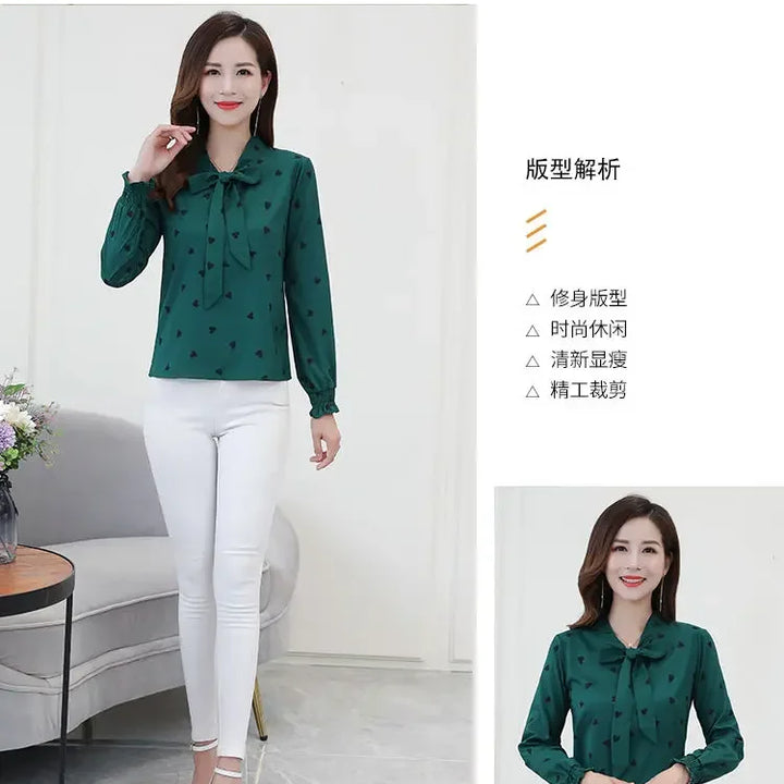 Women's Chiffon Blouse - Long Sleeve Spring Shirt