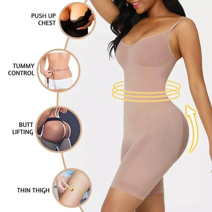 2PCS Seamless Compression Bodysuit – Open Crotch, Slimming Butt Lifter Shapewear