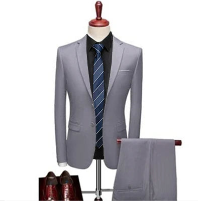 Suit Men's 2-Piece – Blazer & Trousers Casual Boutique Business Slim
