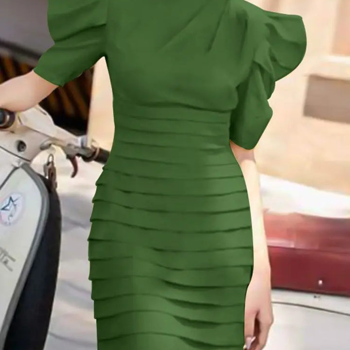 ZANZEA Summer Pleated Puff Sleeve Dress - Sexy O-Neck Slimming Party Sundress