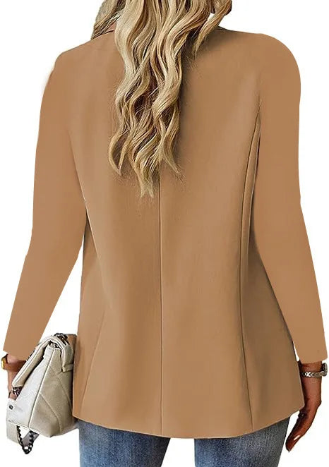 Women's Long Sleeve Down Coat – Spring/Autumn Blazer Style Cardigan