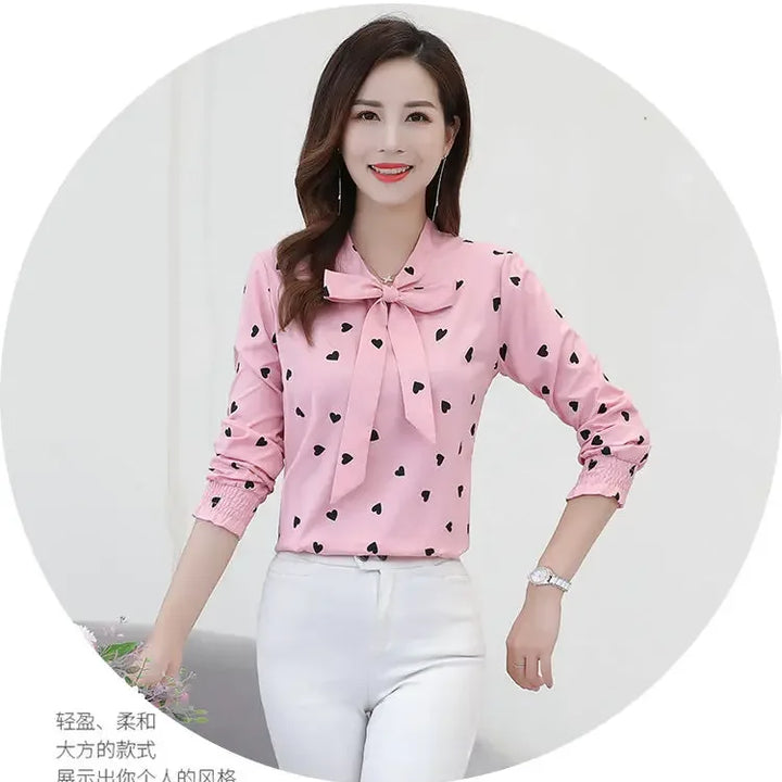 Women's Chiffon Blouse - Long Sleeve Spring Shirt