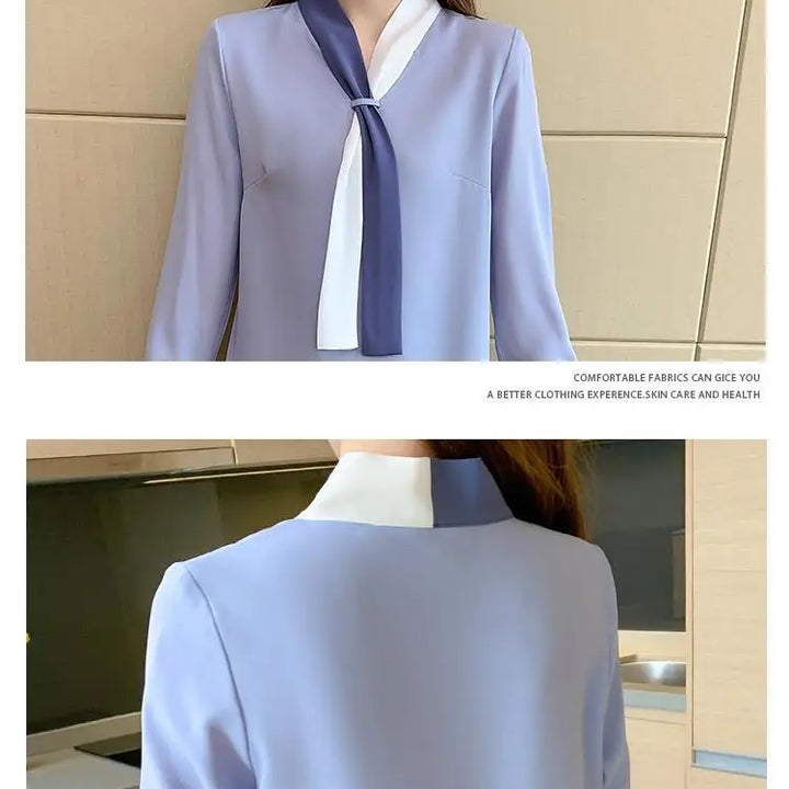 Patchwork Elegant Blouse - Slim Chiffon Business Office Top