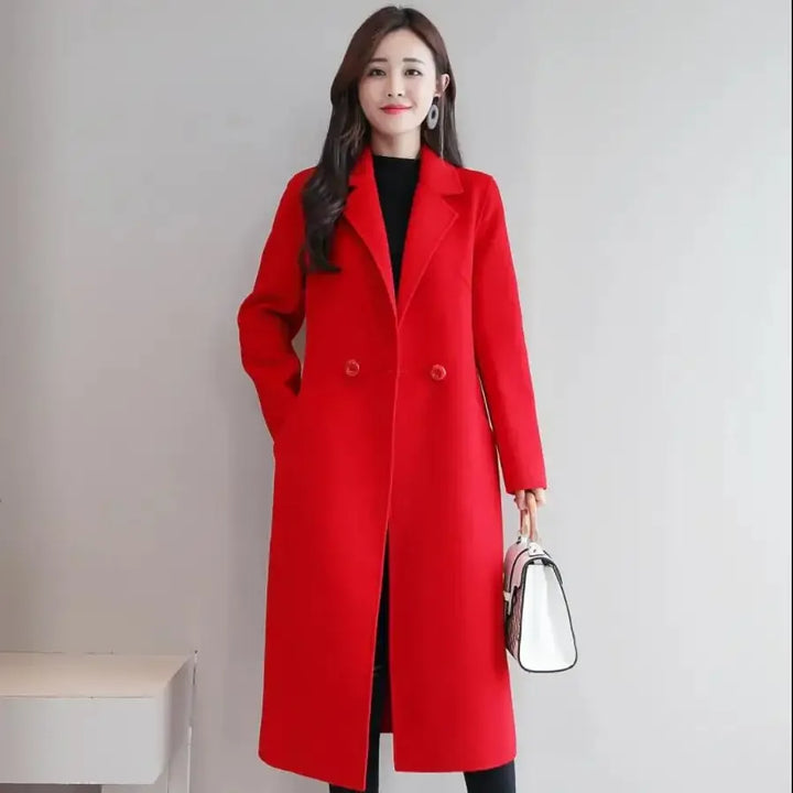 Women's Loose-Fit Woolen Overcoat – Medium-Length Korean Style