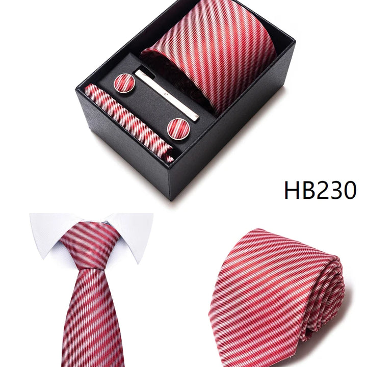 Tie For Men Brand New Style Wedding Gift Tie Pocket Squares Set Necktie Box Men Black Suit Accessories