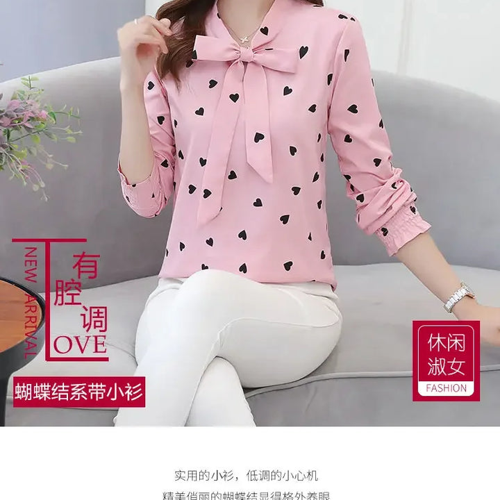 Women's Chiffon Blouse - Long Sleeve Spring Shirt