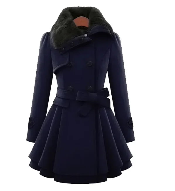 Women's Woolen Jacket - Slimming Double-Breasted Narrow Fit Overcoat