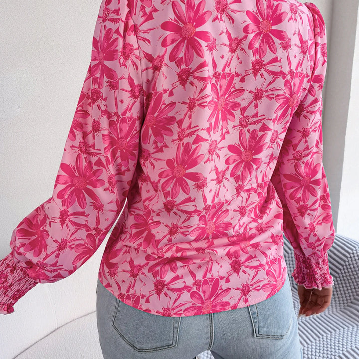 Casual Lapel Button Long Sleeve  Flower Print Shirts