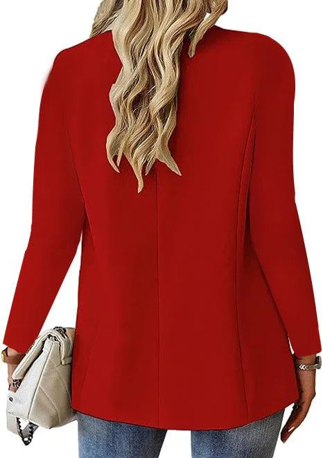 Women's Long Sleeve Down Coat – Spring/Autumn Blazer Style Cardigan