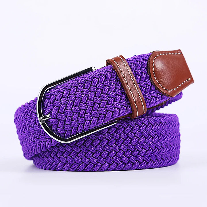 Women's Casual Woven Elastic Canvas Belt with Pin Buckle – 60 Colors