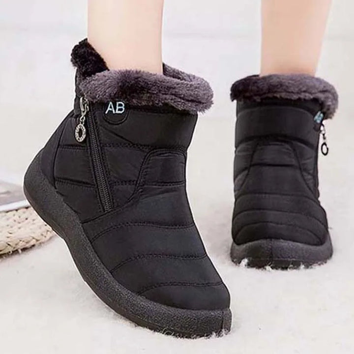 Women's Waterproof Winter Boots with Zipper and Soft Fur