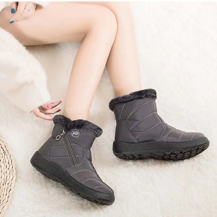 Women's Waterproof Winter Boots with Zipper and Soft Fur