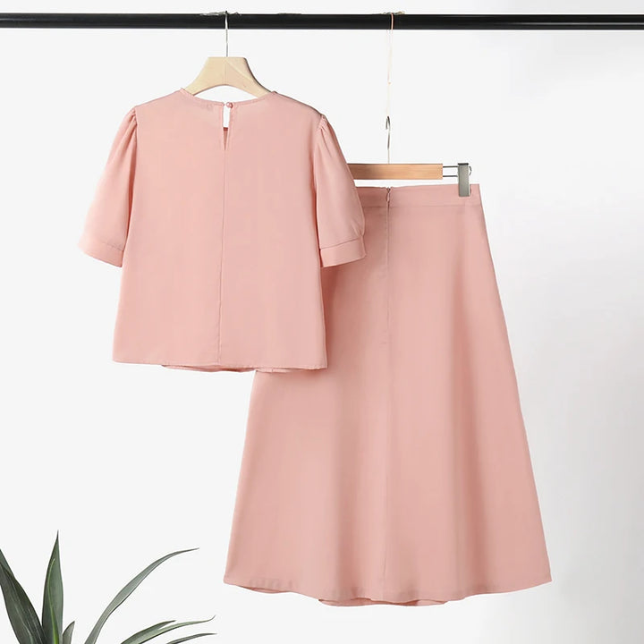 ZANZEA 2PCS Vintage Ruffled Skirt Set - Casual Office Summer Outfit with Buttoned Top