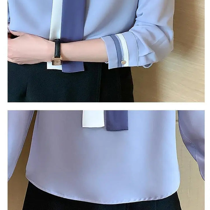 Patchwork Elegant Blouse - Slim Chiffon Business Office Top