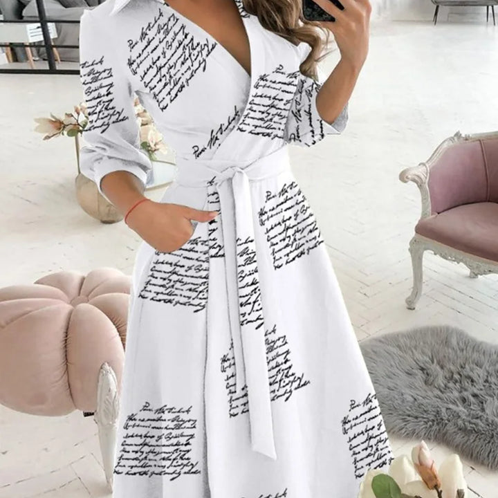 Women's V-Neck Long Sleeve Wrap Dress with various prints