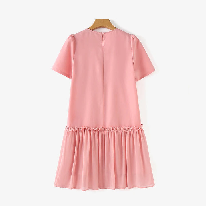 ZANZEA Summer Midi Dress, loose fit with pleats and round neck