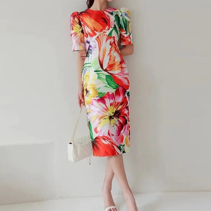 ZANZEA Bohemian Floral Midi Dress - Sexy Slim Fit Puff Sleeve Party Sundress