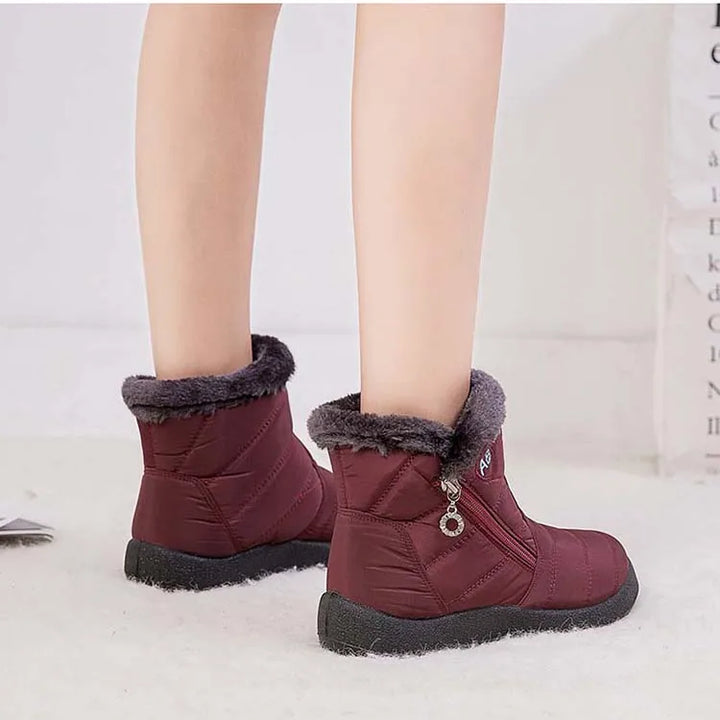 Women's Waterproof Winter Boots with Zipper and Soft Fur