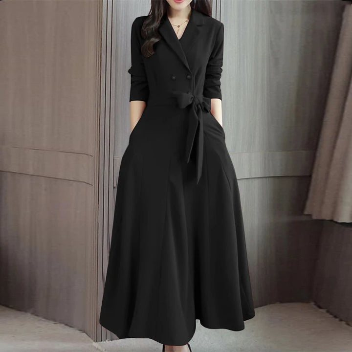 ZANZEA Elegant Maxi Shirt Dress - Suit Collar A-Line Bandage Party Outfit