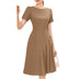 ZANZEA Elegant Summer Work Dress - Short Sleeve Pleated A-Line Sundress