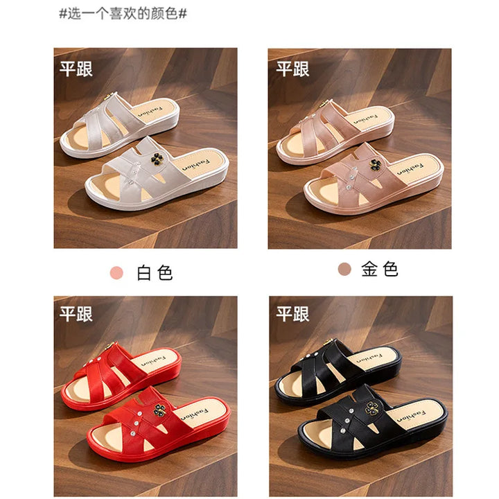 Women's Wedge Heel Summer Slippers with Thick Sole