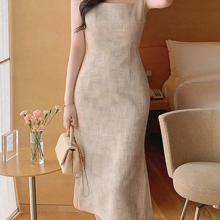 ZANZEA Elegant Sleeveless Mermaid Dress - Slim Fit Square Neck Evening & Wedding Dress