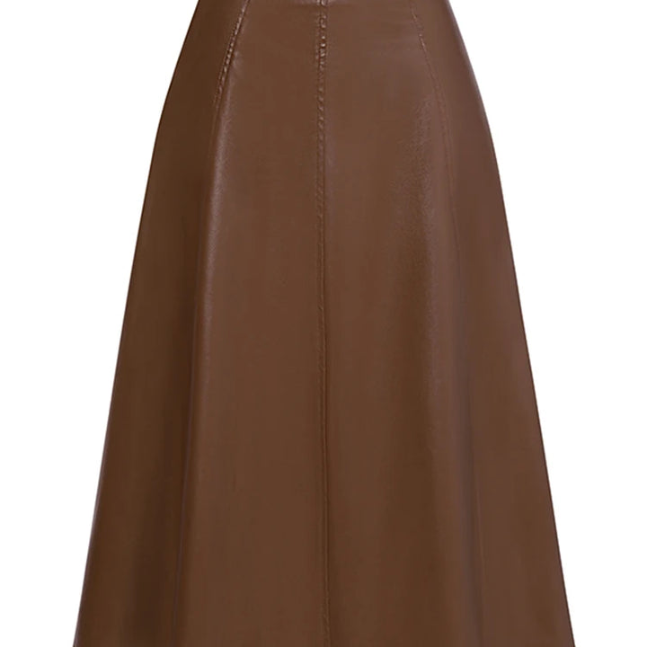 ZANZEA Women's High-Waisted PU Leather Midi Skirt – Elegant Office Style