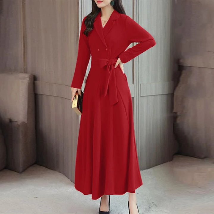 ZANZEA Elegant Maxi Shirt Dress - Suit Collar A-Line Bandage Party Outfit